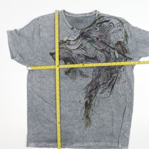Next Unisex Grey Animal Print Cotton T-Shirt XL