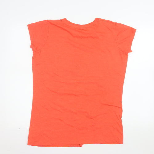 Denim Co Womens Orange Tropical Graphic T-Shirt Size 12