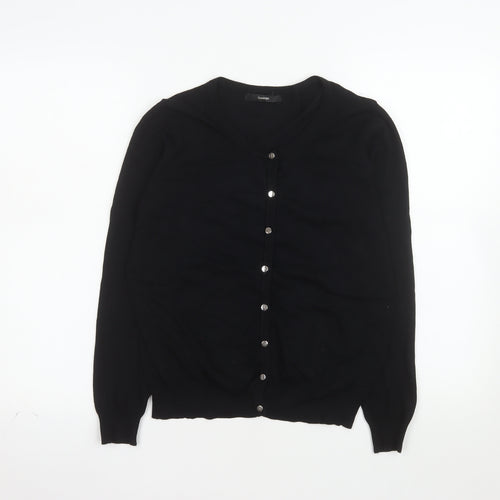 George Women's Black V-Neck Button Cardigan Size 12 Long Sleeve Knit