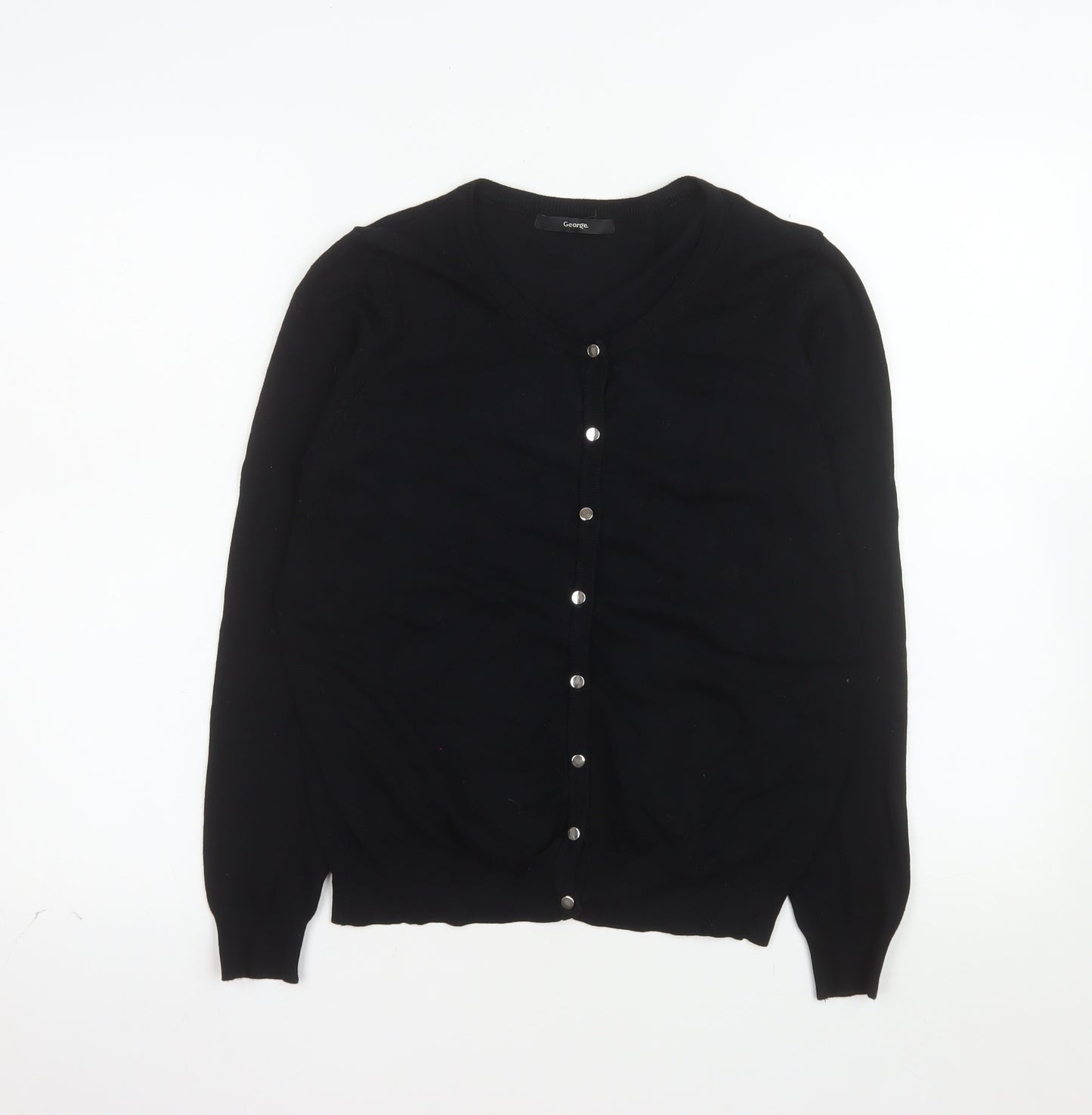 George Women's Black V-Neck Button Cardigan Size 12 Long Sleeve Knit