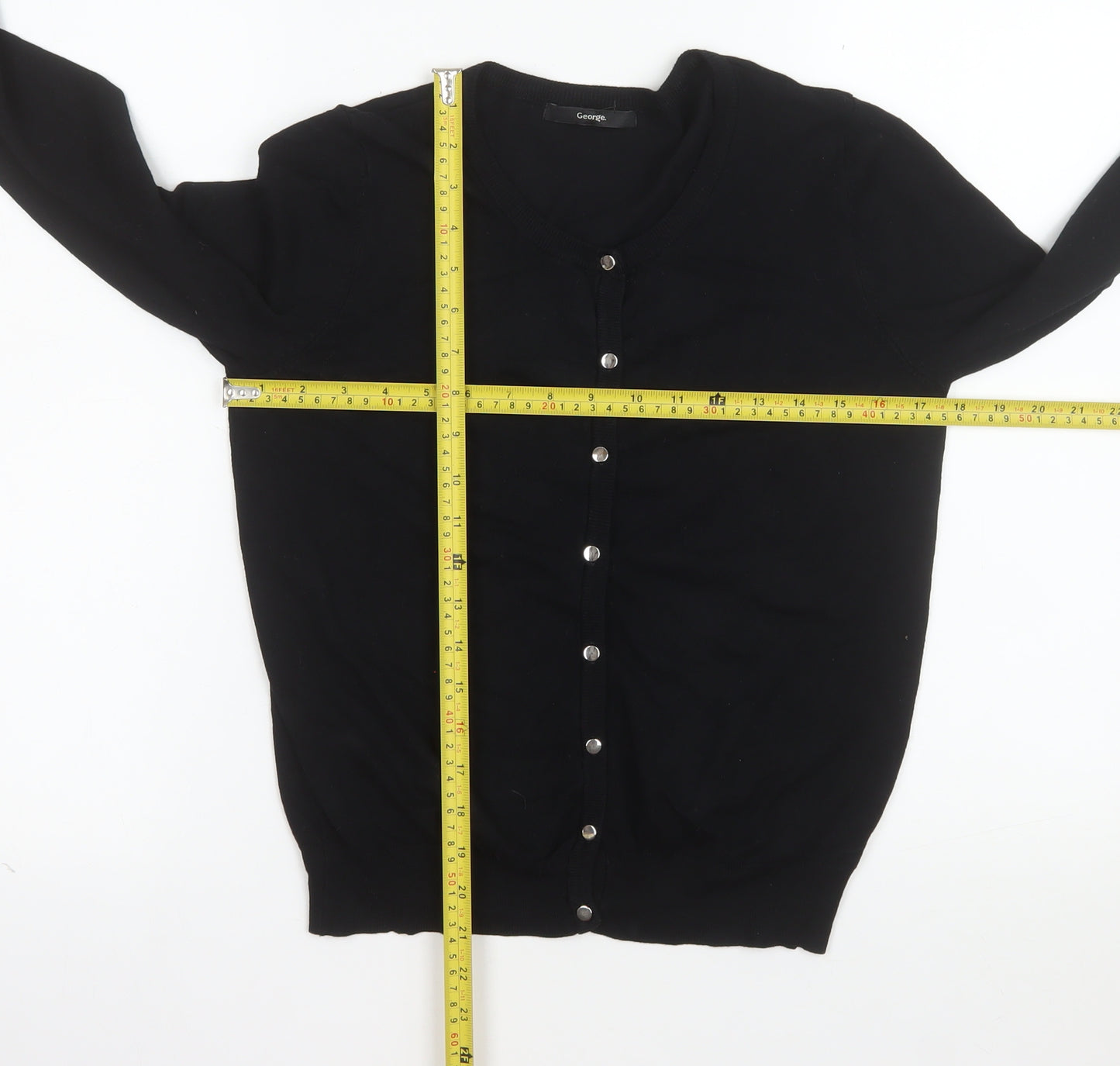 George Women's Black V-Neck Button Cardigan Size 12 Long Sleeve Knit