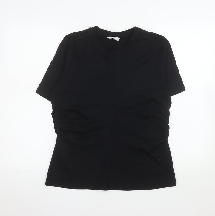 Marks and Spencer Womens Black Cotton T-Shirt Size 14
