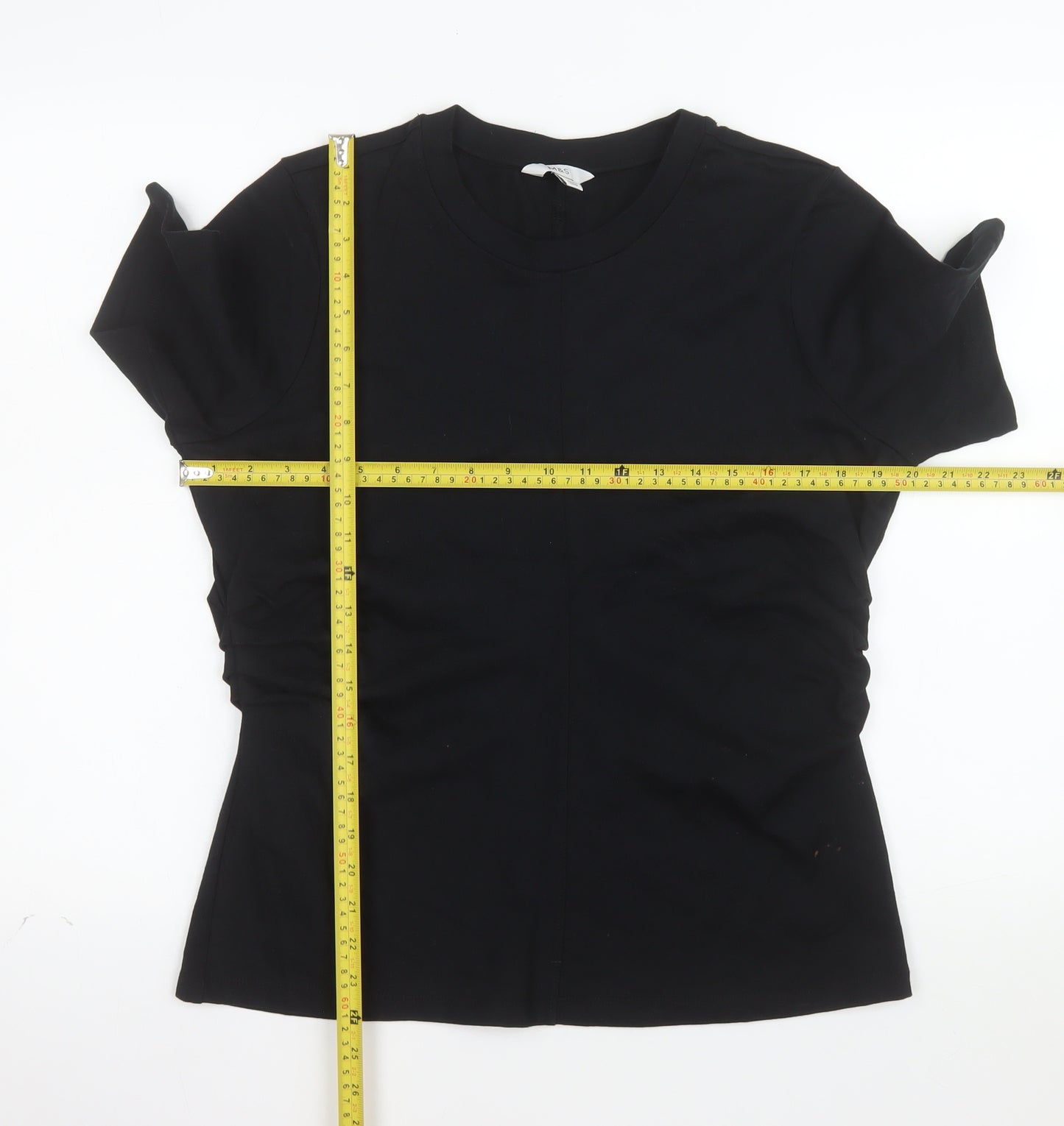 Marks and Spencer Womens Black Cotton T-Shirt Size 14