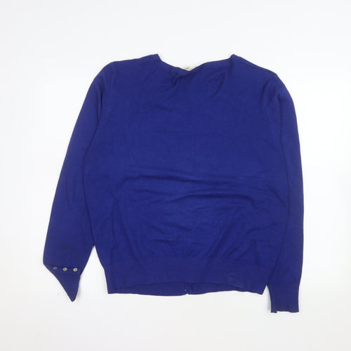 Papaya Women Blue Long Sleeve Crew Neck Cardigan Size 20