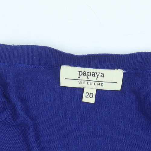 Papaya Women Blue Long Sleeve Crew Neck Cardigan Size 20