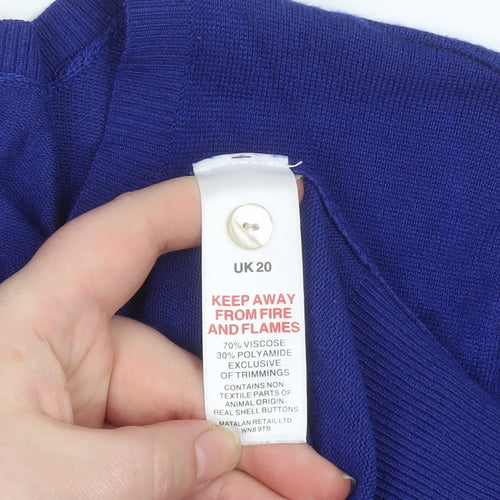 Papaya Women Blue Long Sleeve Crew Neck Cardigan Size 20
