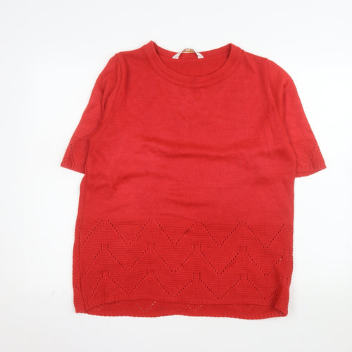 Daxon Women's Red Short Sleeve Knit Pullover Jumper Size 14