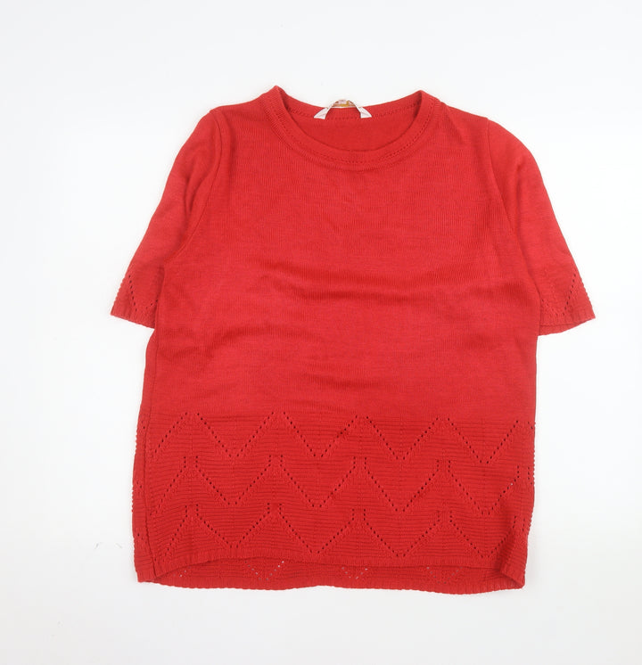 Daxon Women's Red Short Sleeve Knit Pullover Jumper Size 14