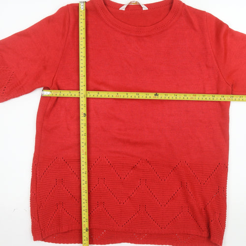 Daxon Women's Red Short Sleeve Knit Pullover Jumper Size 14