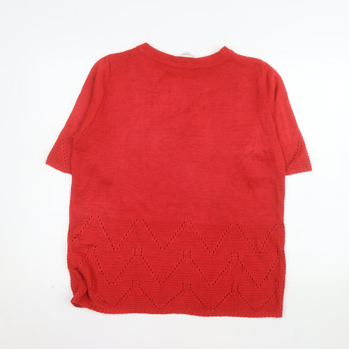 Daxon Women's Red Short Sleeve Knit Pullover Jumper Size 14