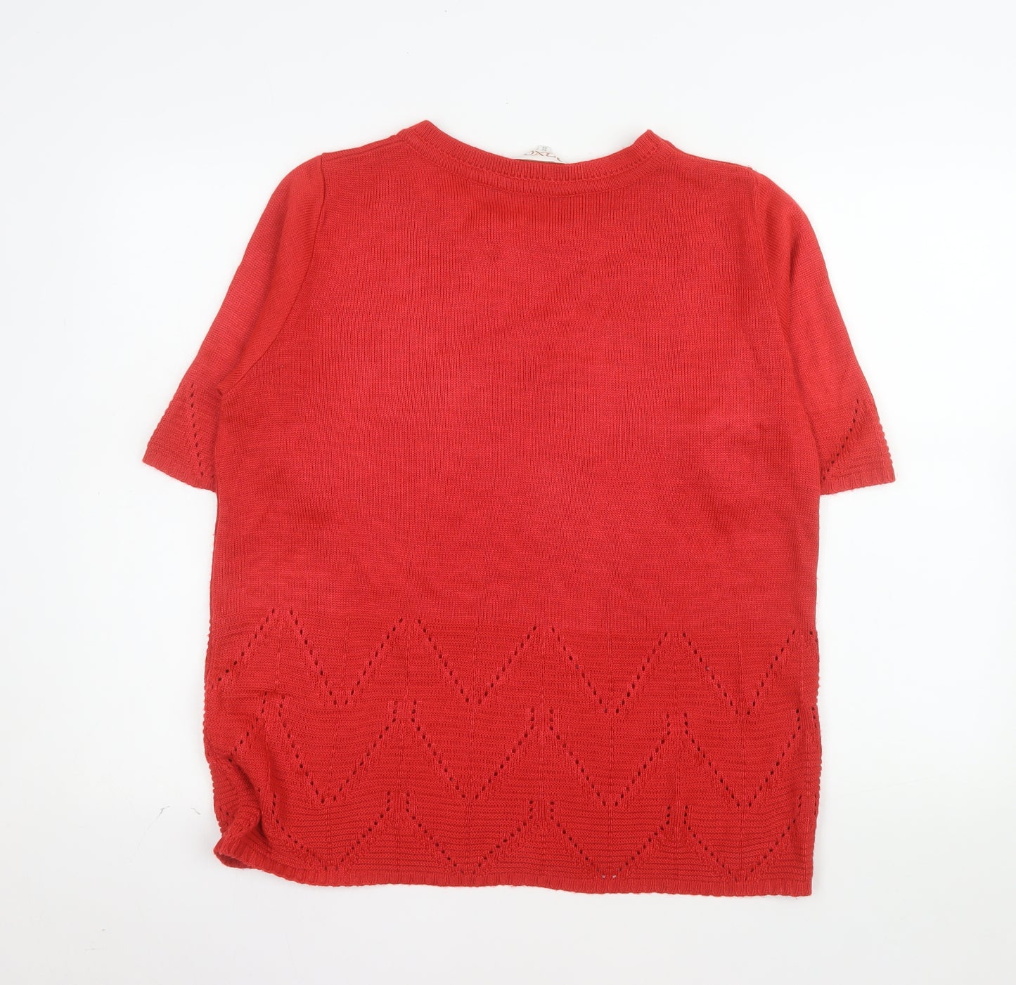Daxon Women's Red Short Sleeve Knit Pullover Jumper Size 14