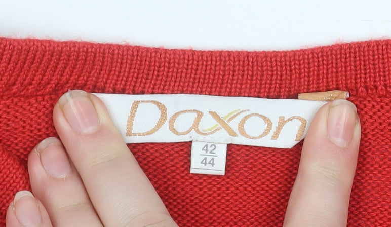 Daxon Women's Red Short Sleeve Knit Pullover Jumper Size 14