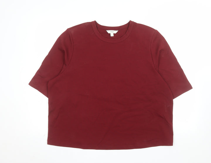 Marks and Spencer Women's Red Short Sleeve Cotton T-Shirt Size 20