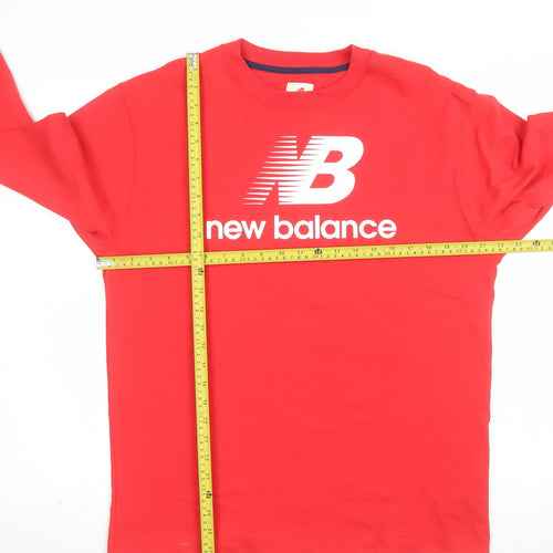 New Balance Men's Red Long Sleeve Crew Neck Graphic Top Size M