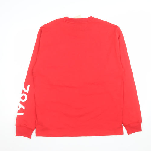 New Balance Men's Red Long Sleeve Crew Neck Graphic Top Size M