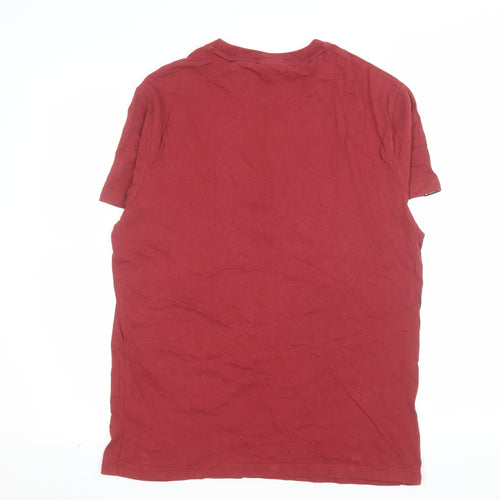 Superdry Men's Red Crew Neck Cotton T-Shirt Size L Classic Style