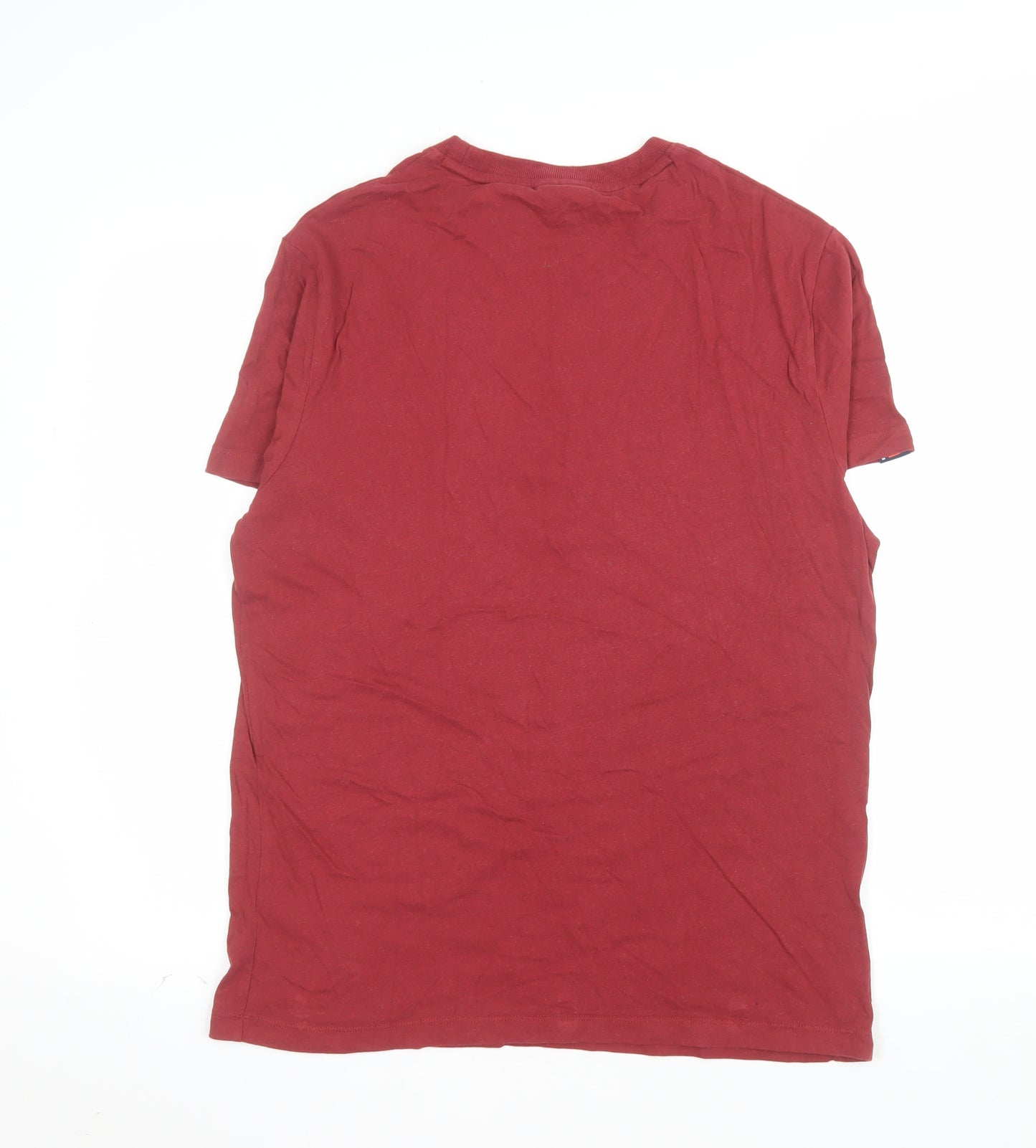 Superdry Men's Red Crew Neck Cotton T-Shirt Size L Classic Style