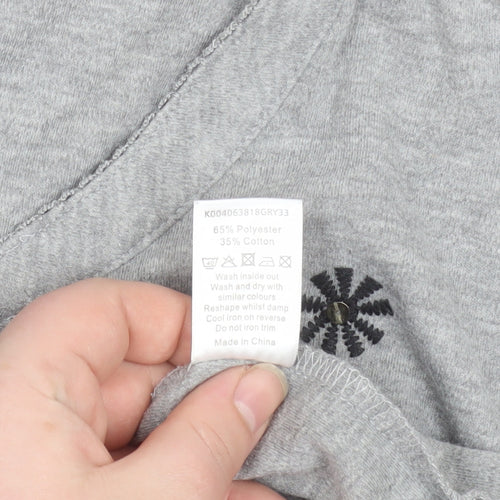 Bm Womens Grey Embroidered 3/4 Sleeve Henley Top Size M