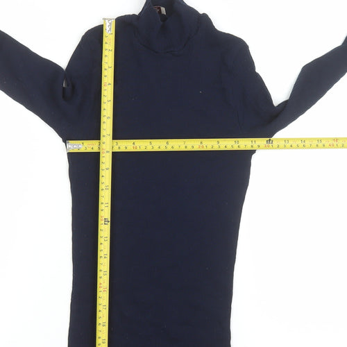 Bella di Notte Women Blue Roll Neck Merino Wool Silk Knit Top Size 12