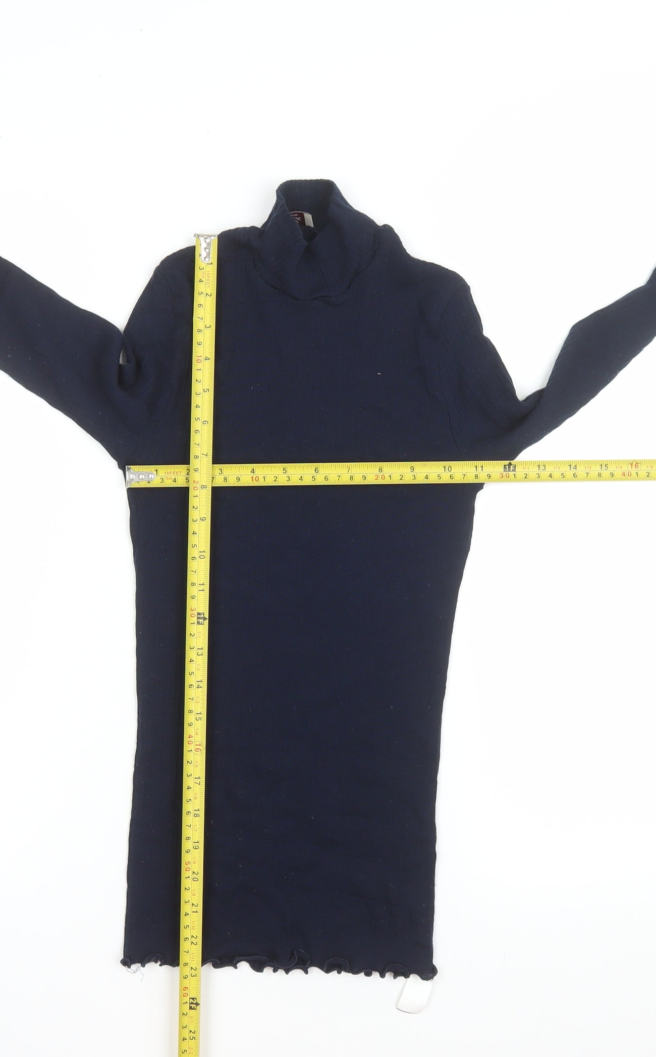 Bella di Notte Women Blue Roll Neck Merino Wool Silk Knit Top Size 12