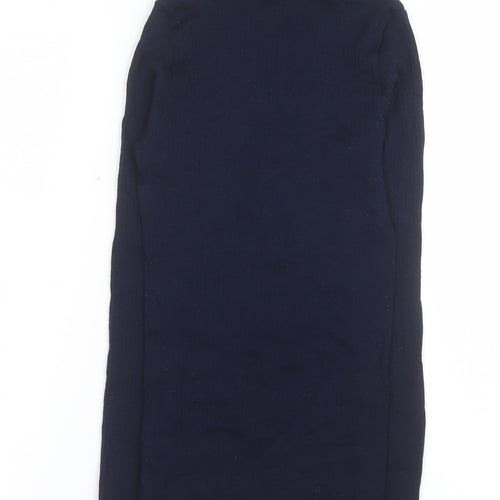 Bella di Notte Women Blue Roll Neck Merino Wool Silk Knit Top Size 12