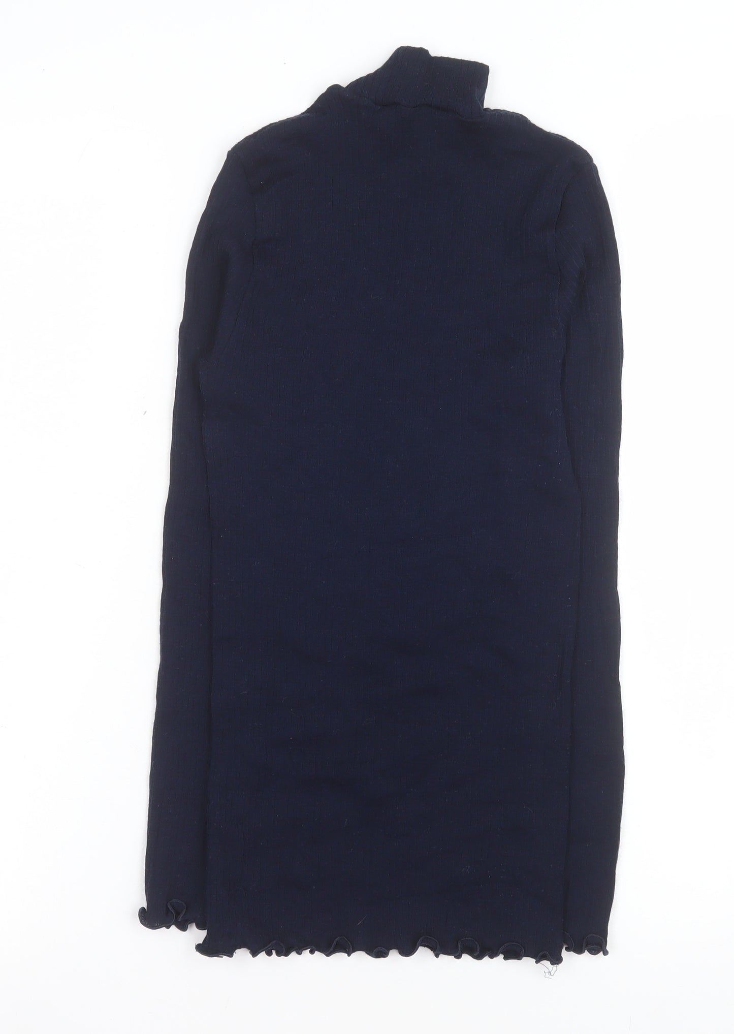 Bella di Notte Women Blue Roll Neck Merino Wool Silk Knit Top Size 12