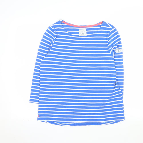 Joules Womens Blue Striped 3/4 Sleeve Cotton Breton Top Size 16