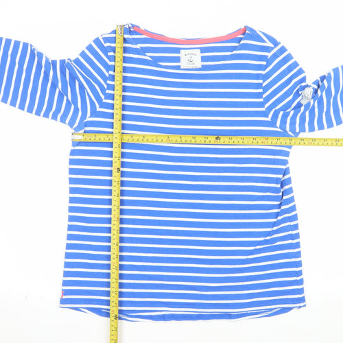 Joules Womens Blue Striped 3/4 Sleeve Cotton Breton Top Size 16