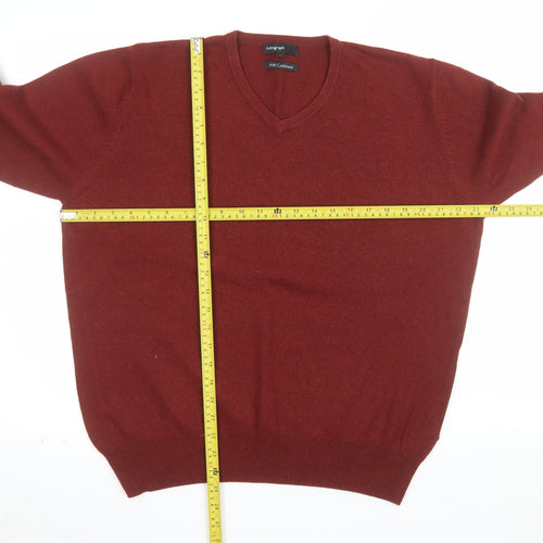 Marks and Spencer Men’s Red Wool Cashmere V-Neck Jumper Size L