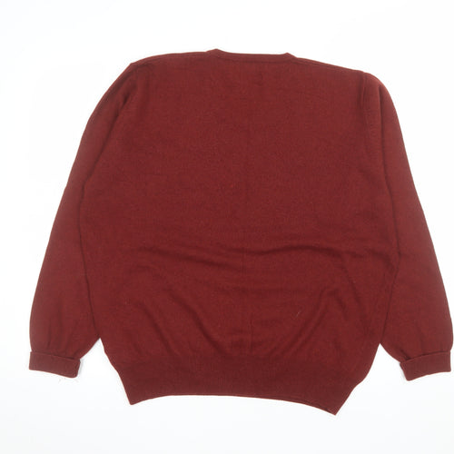 Marks and Spencer Men’s Red Wool Cashmere V-Neck Jumper Size L