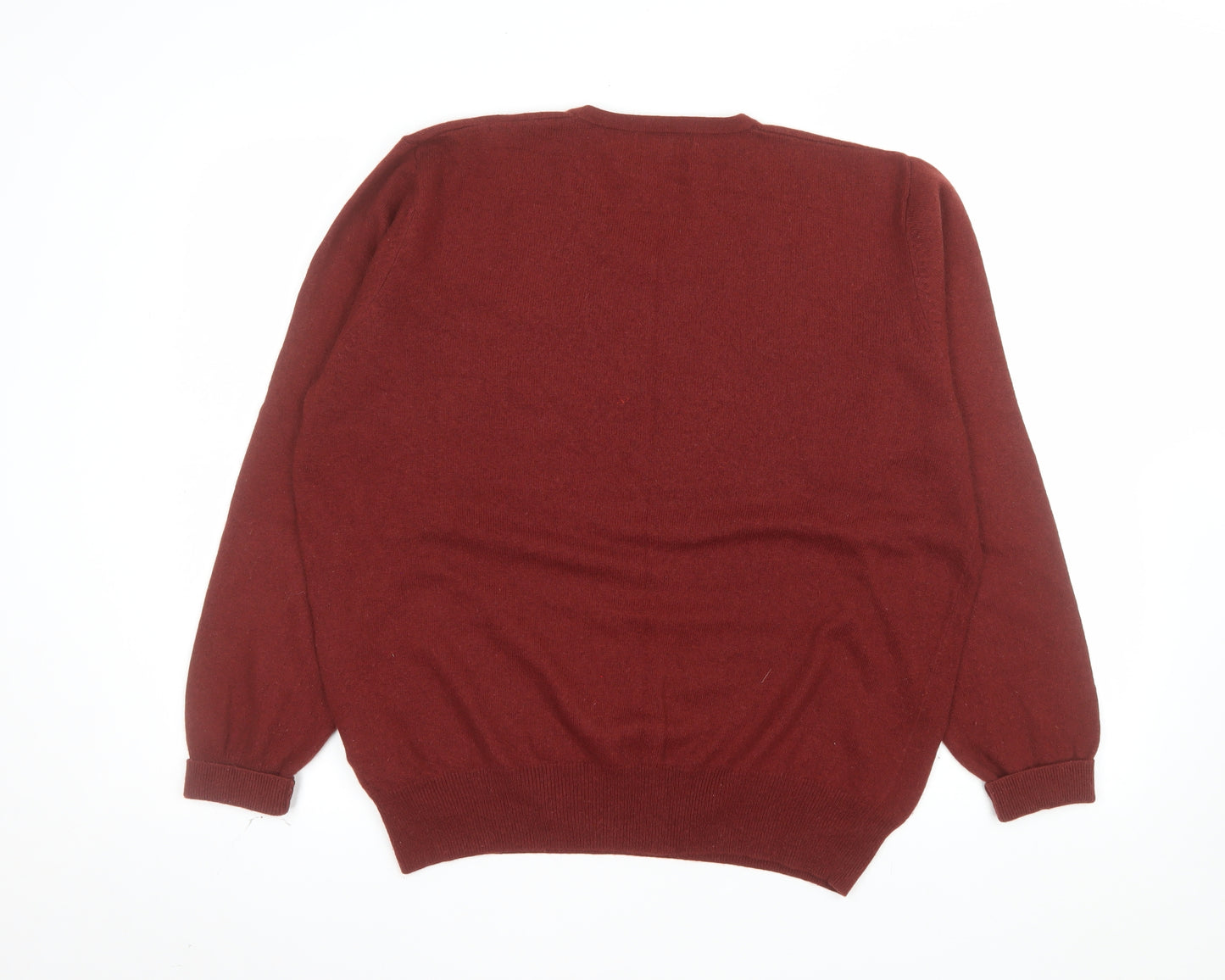 Marks and Spencer Men’s Red Wool Cashmere V-Neck Jumper Size L