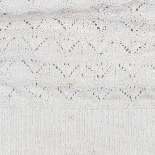 Yours Clothing Women Ivory Plus Size 22 Crew Neck Open-Knit Jumper