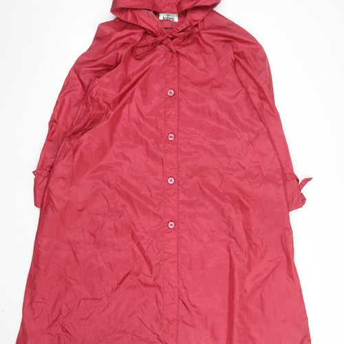 Totes Womens Red Hooded Long Rain Coat Size 6 Petite Nylon