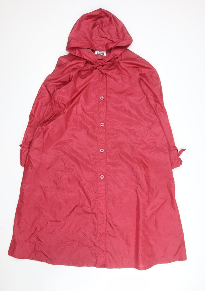 Totes Womens Red Hooded Long Rain Coat Size 6 Petite Nylon