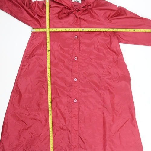 Totes Womens Red Hooded Long Rain Coat Size 6 Petite Nylon