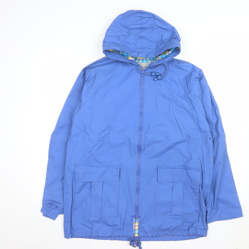 Thermal-Slicks Women's Blue Hooded Waterproof Rain Coat Jacket Size M