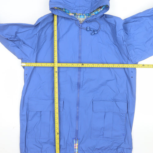 Thermal-Slicks Women's Blue Hooded Waterproof Rain Coat Jacket Size M