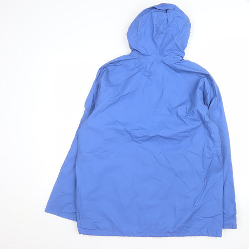 Thermal-Slicks Women's Blue Hooded Waterproof Rain Coat Jacket Size M