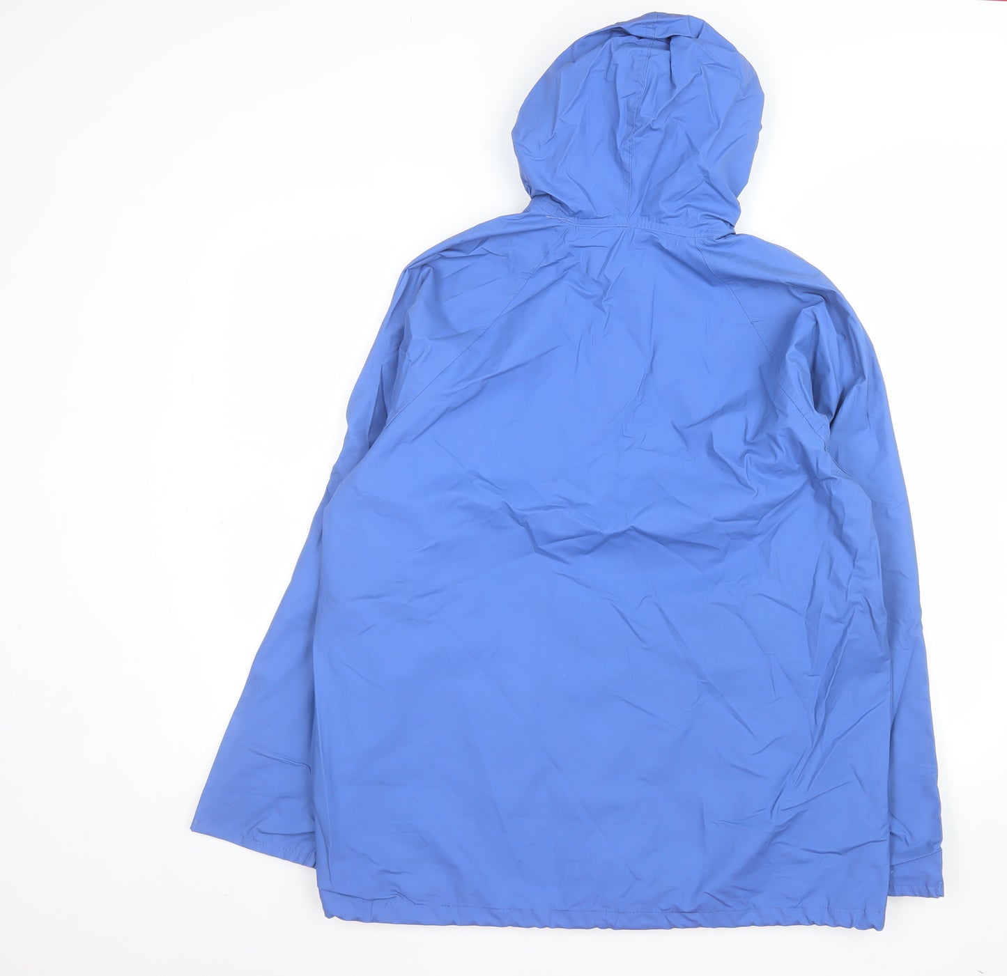 Thermal-Slicks Women's Blue Hooded Waterproof Rain Coat Jacket Size M