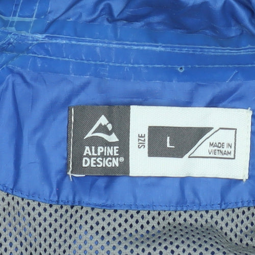 Alpine Design Men's Blue L Lightweight Hooded Windbreaker Jacket