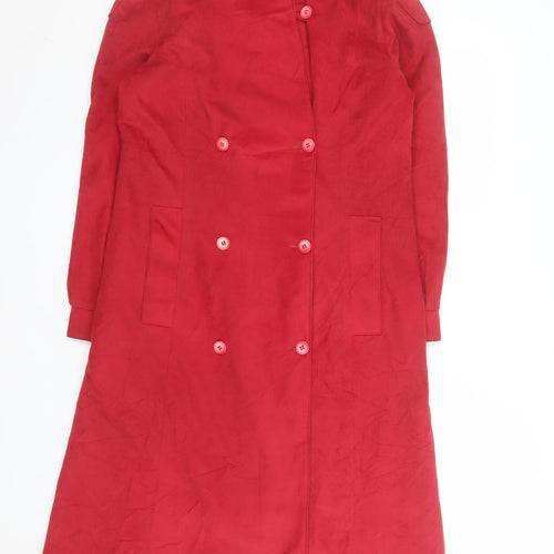 Croydon Womens Red Suede Long Trench Coat Size 10 Classic Style
