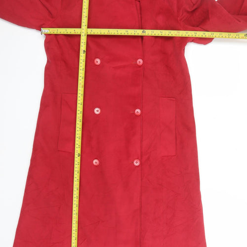 Croydon Womens Red Suede Long Trench Coat Size 10 Classic Style