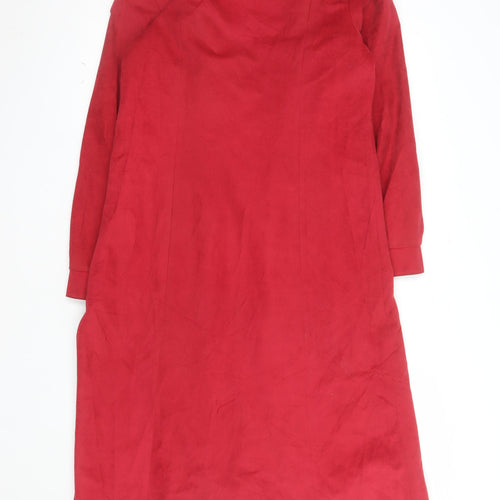Croydon Womens Red Suede Long Trench Coat Size 10 Classic Style