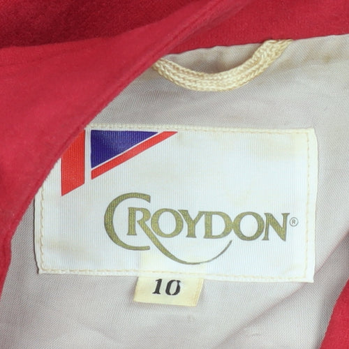 Croydon Womens Red Suede Long Trench Coat Size 10 Classic Style