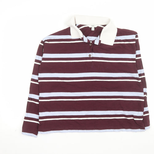 Marks and Spencer Women's Multicoloured Stripe Polo Shirt Size 14