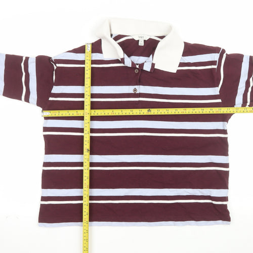 Marks and Spencer Women's Multicoloured Stripe Polo Shirt Size 14