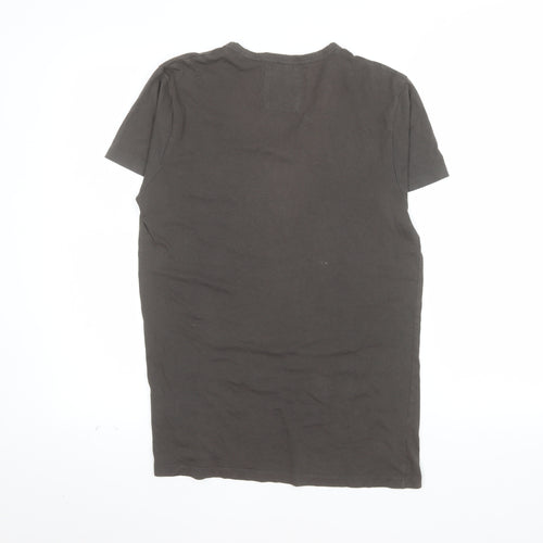 Cedar Wood State Men's Brown Skull Graphic V-Neck T-Shirt Size S