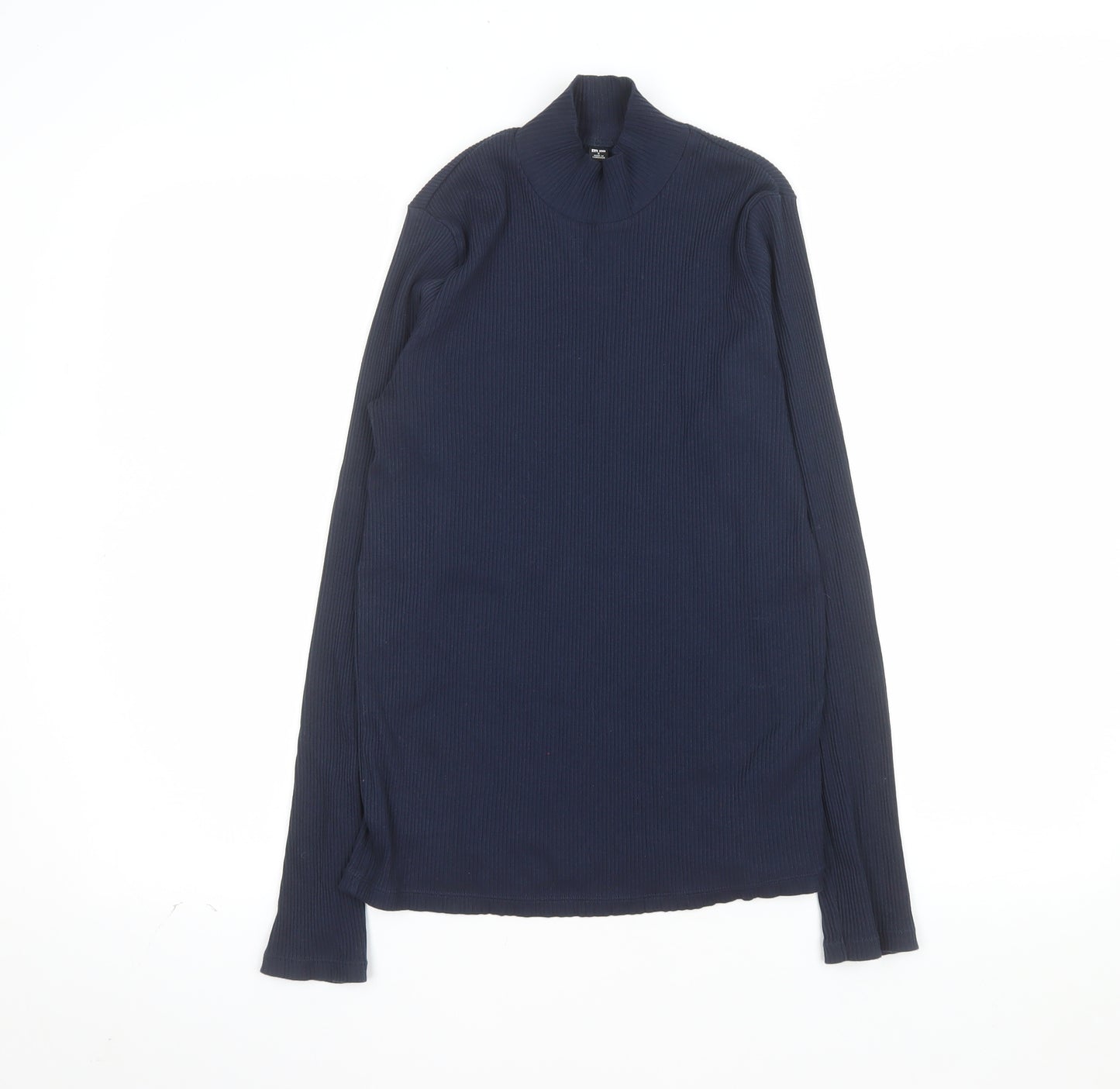 UNIQLO Women’s Blue Long Sleeve Mock Neck Cotton Top Size S