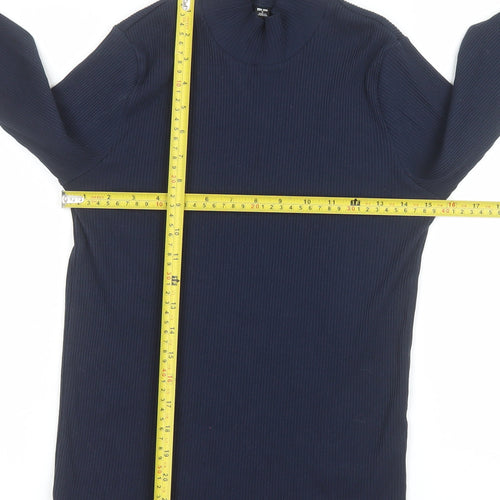 UNIQLO Women’s Blue Long Sleeve Mock Neck Cotton Top Size S