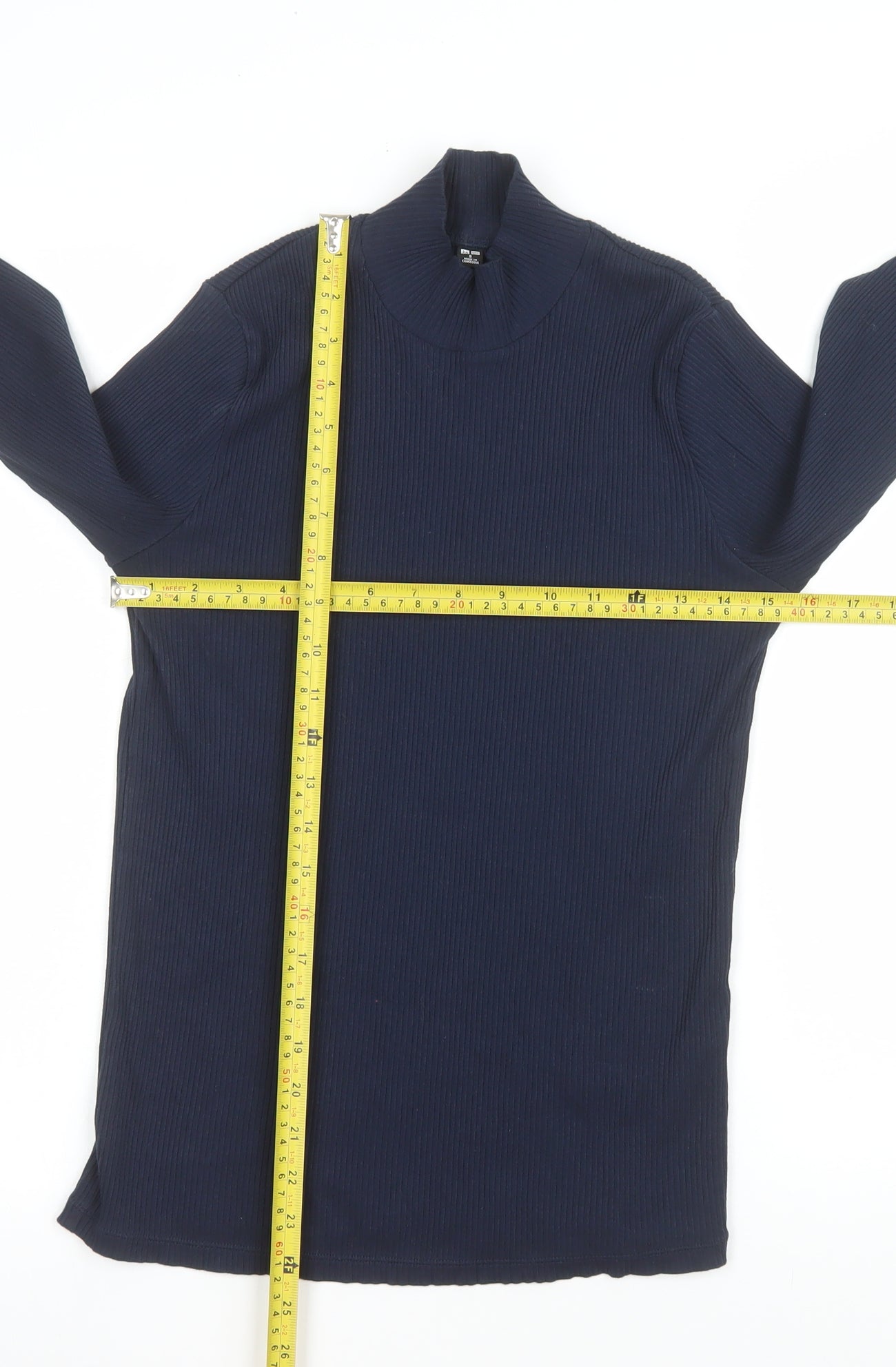 UNIQLO Women’s Blue Long Sleeve Mock Neck Cotton Top Size S